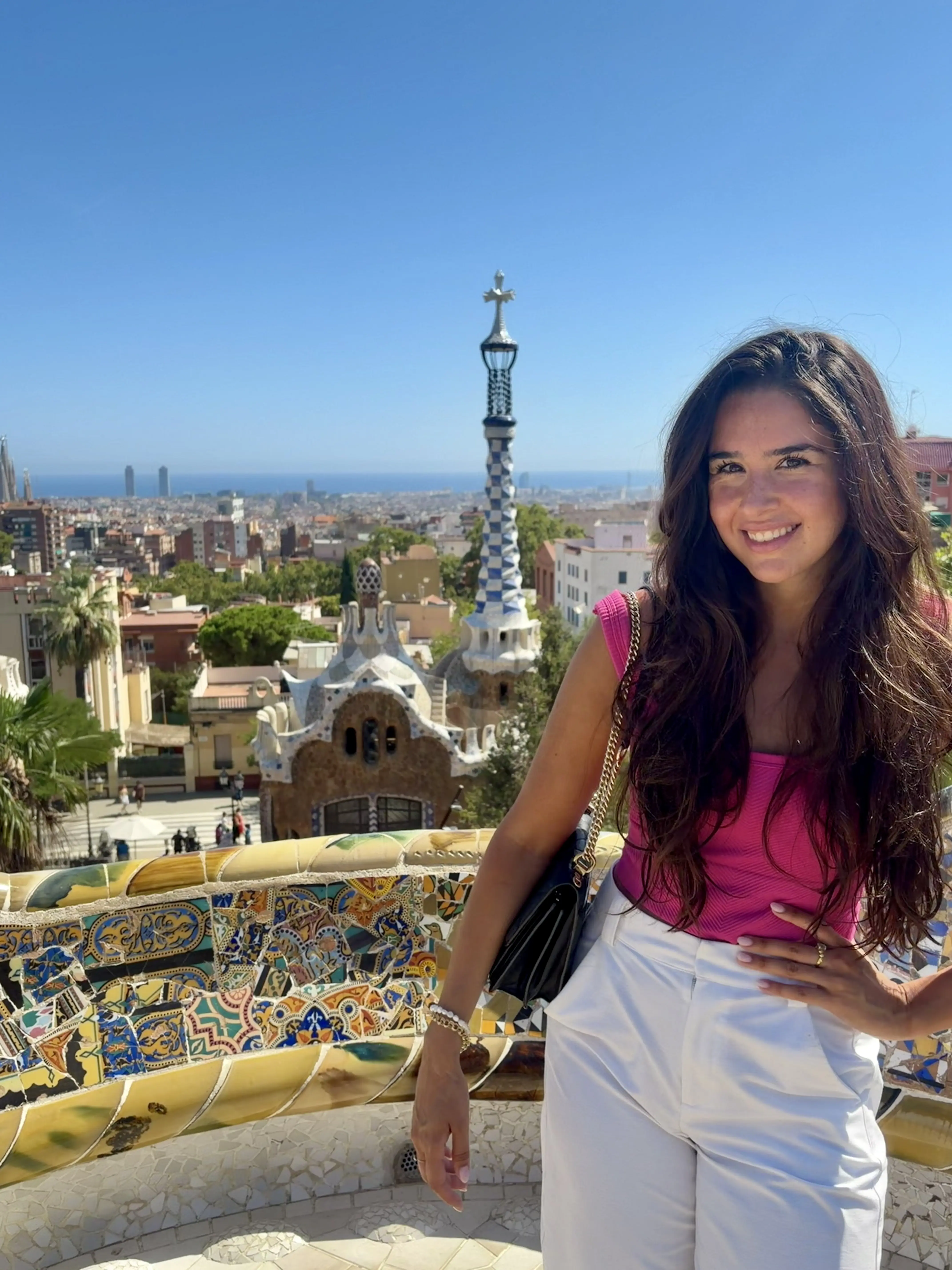 Jess at Park Güell, overlooking Barcelona